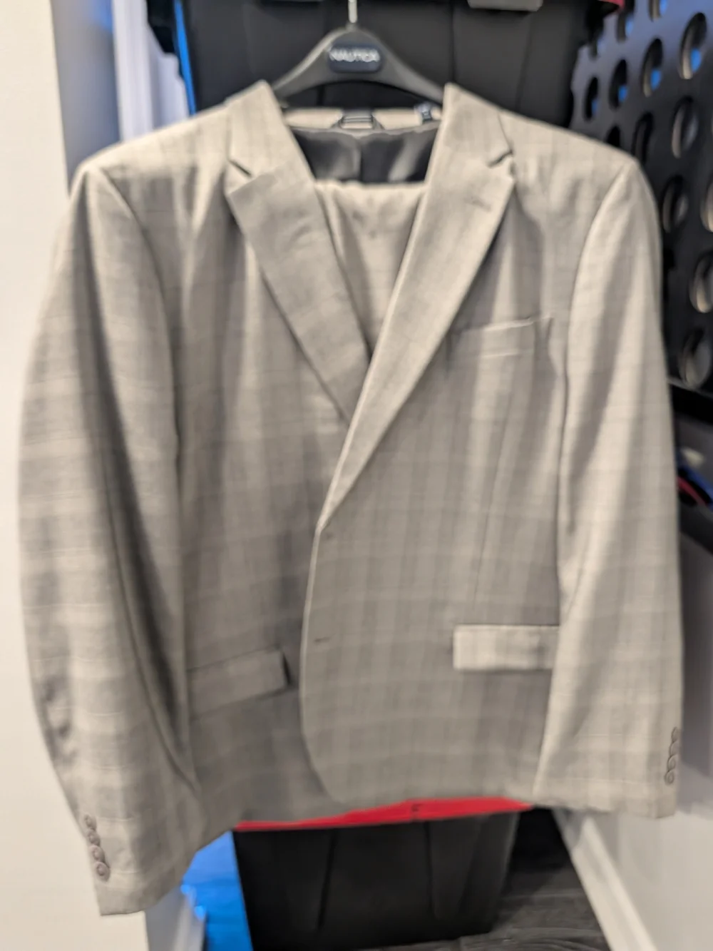 Nautica Light Gray Windowpane Suit Jacket & Pants